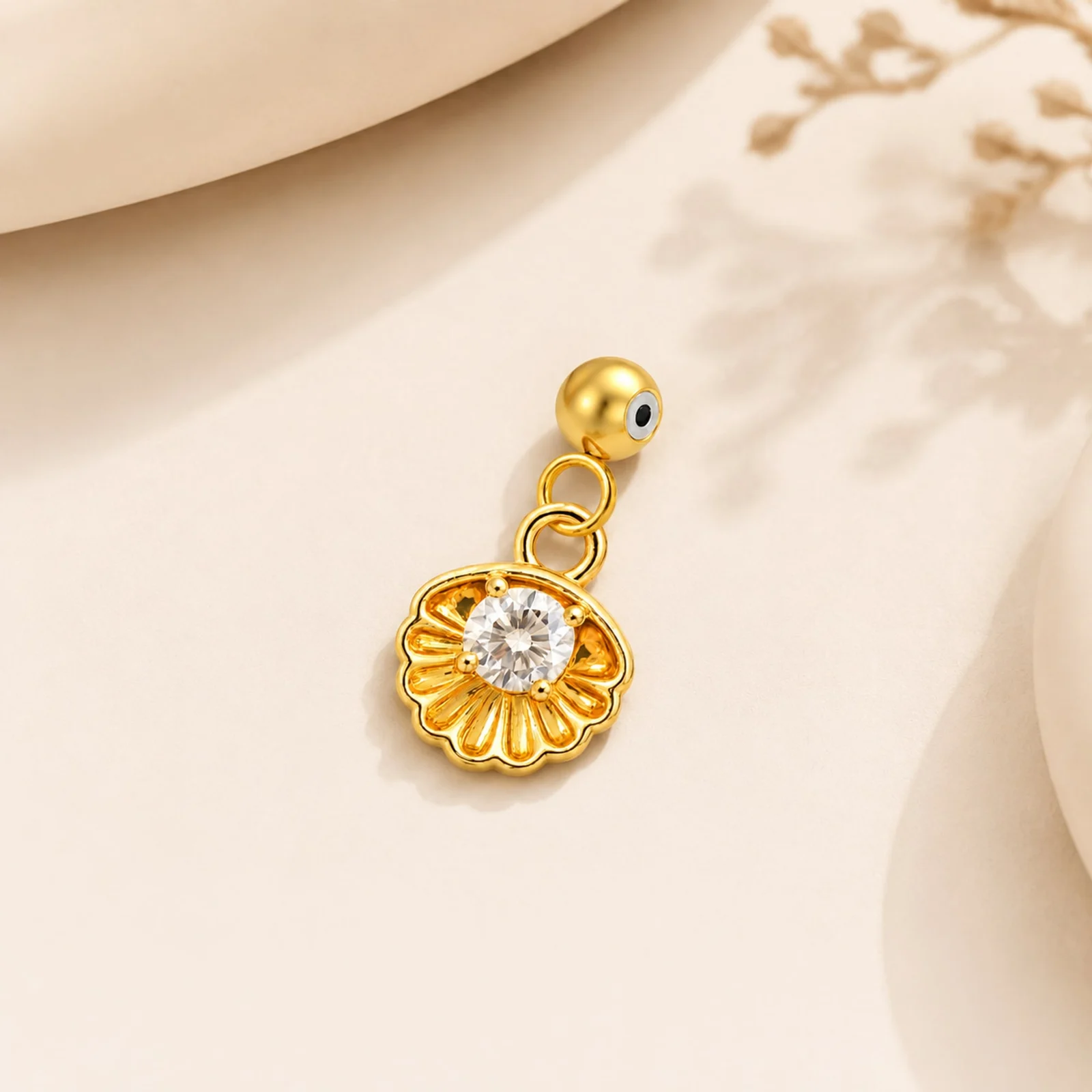 CHARM DE COBRE CHAPADO ORO 14K CON CIRCONITA-CON BOLA DE GOMA