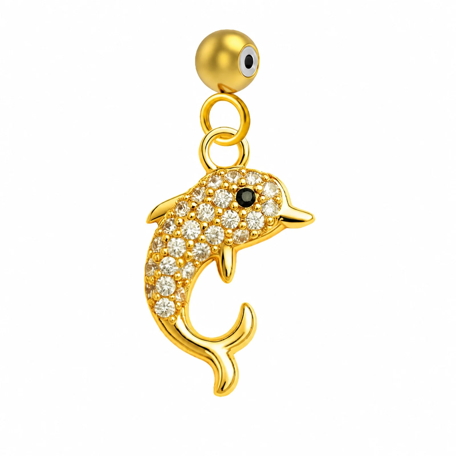 CHARM DE COBRE CHAPADO ORO 14K CON CIRCONITA-CON BOLA DE GOMA