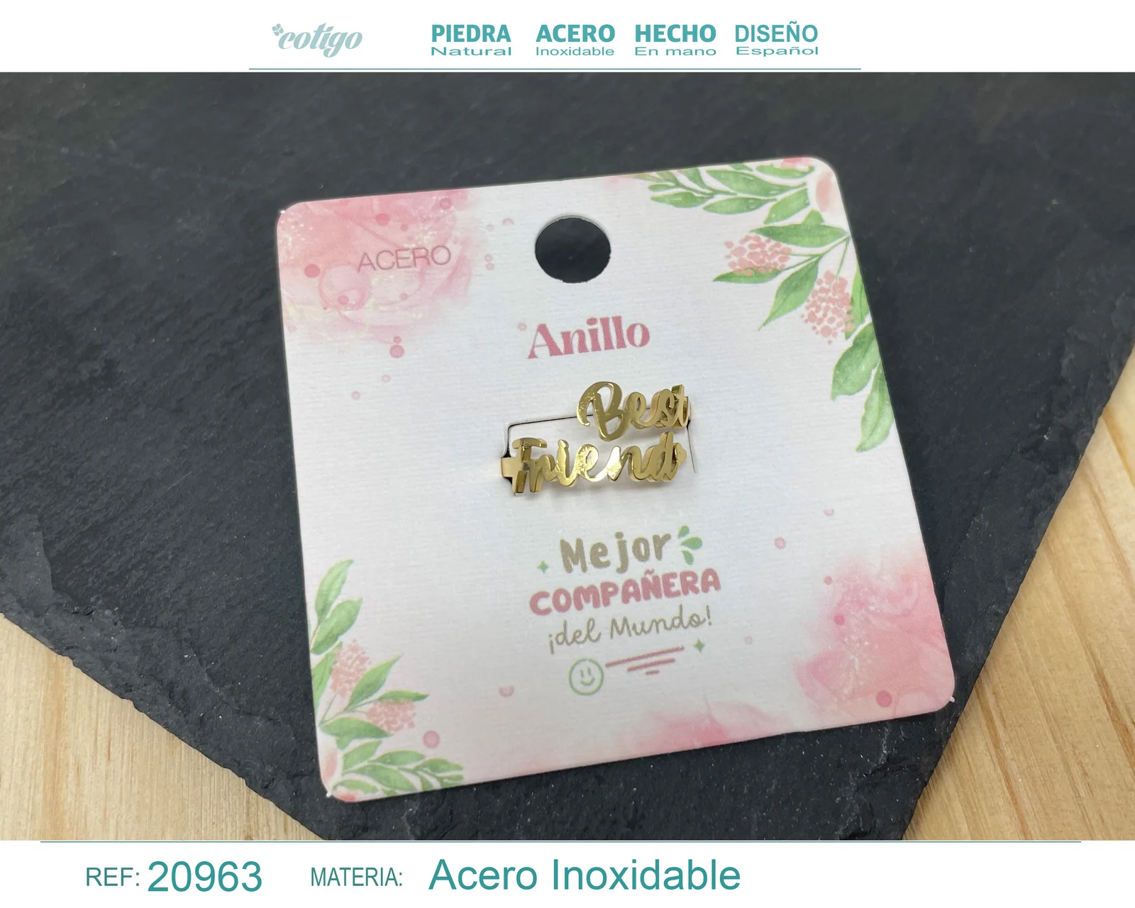 ANILLO PARA AMIGA ACERO COLOR DORADO