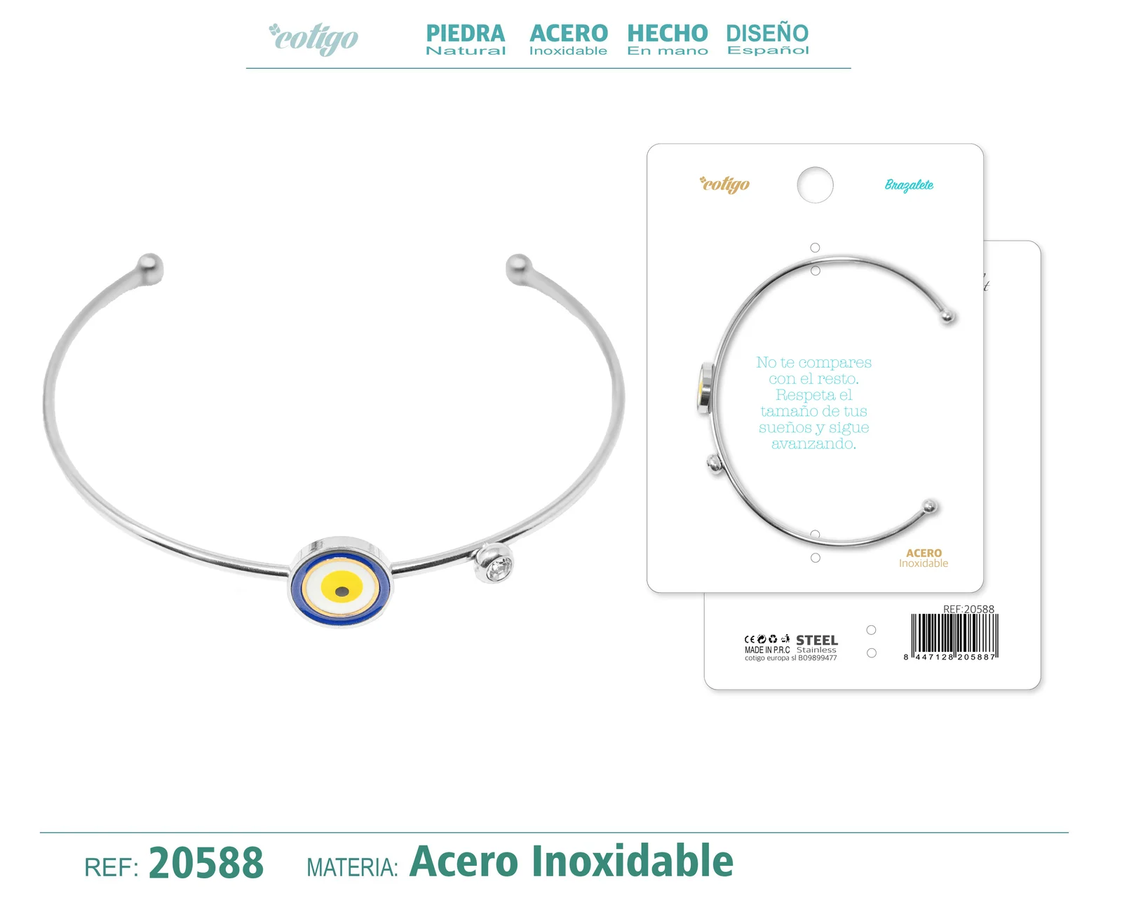BRAZALETE ACERO COLOR PLATEADO