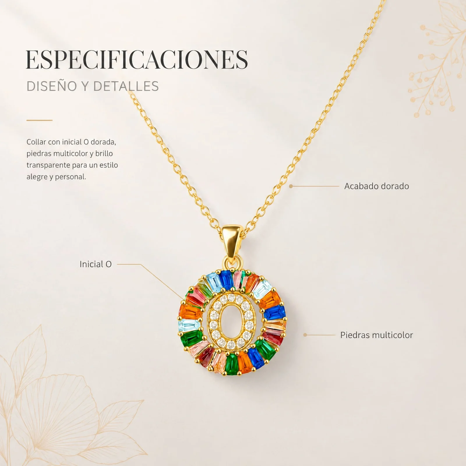 COLGANTE LETRA O CHAPADO ORO 14K CON CIRCONITA