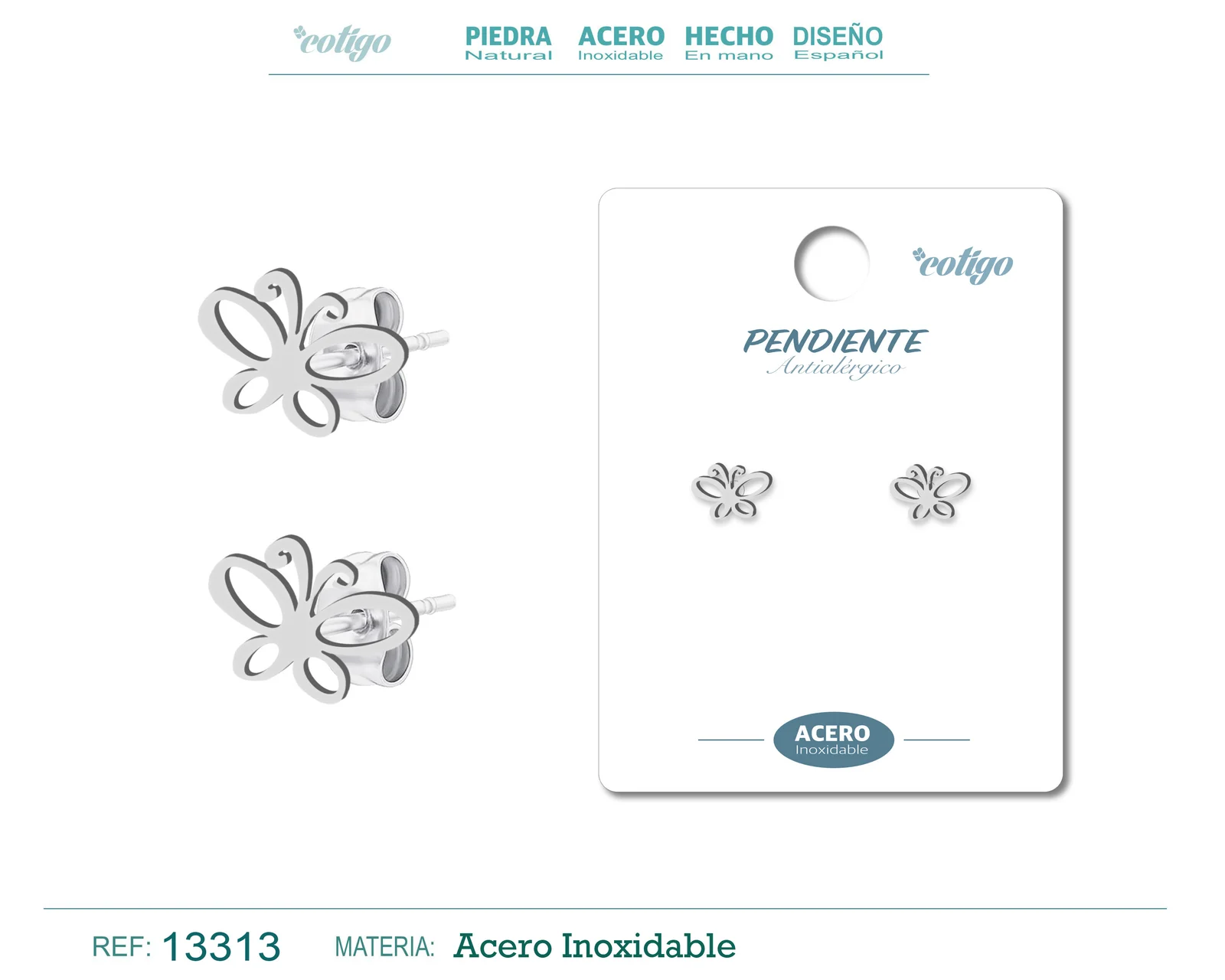 PENDIENTE ACERO  INOXIDABLE COLOR PLATEADO