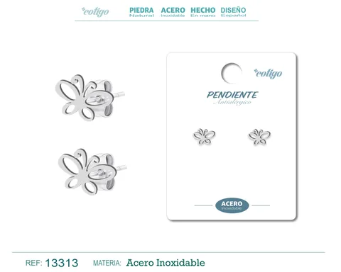 PENDIENTE ACERO  INOXIDABLE COLOR PLATEADO