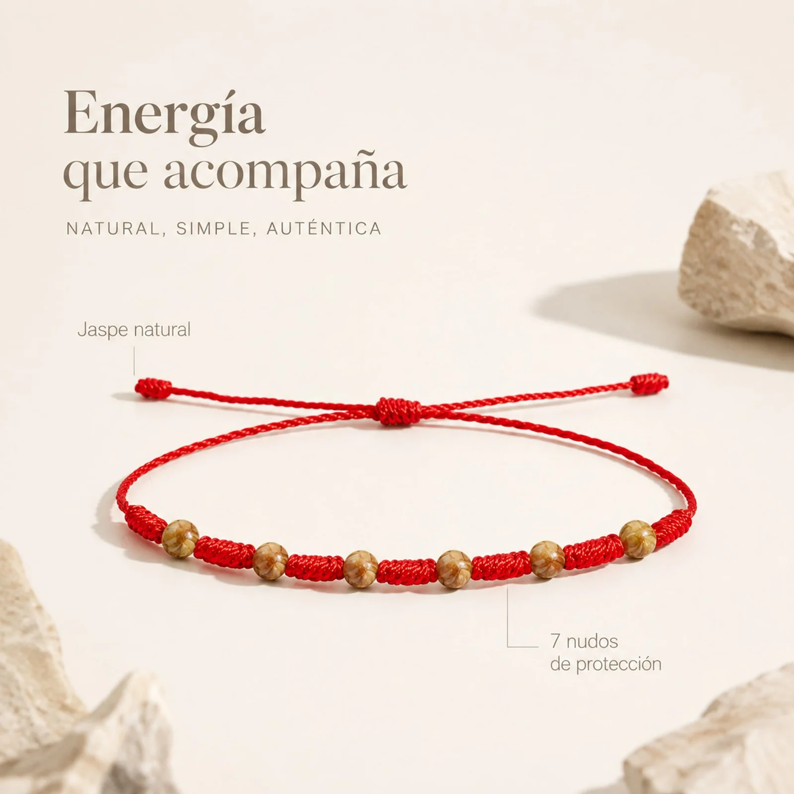 PULSERA 7 NUDOS CON  JASPE PAISINA 4MM