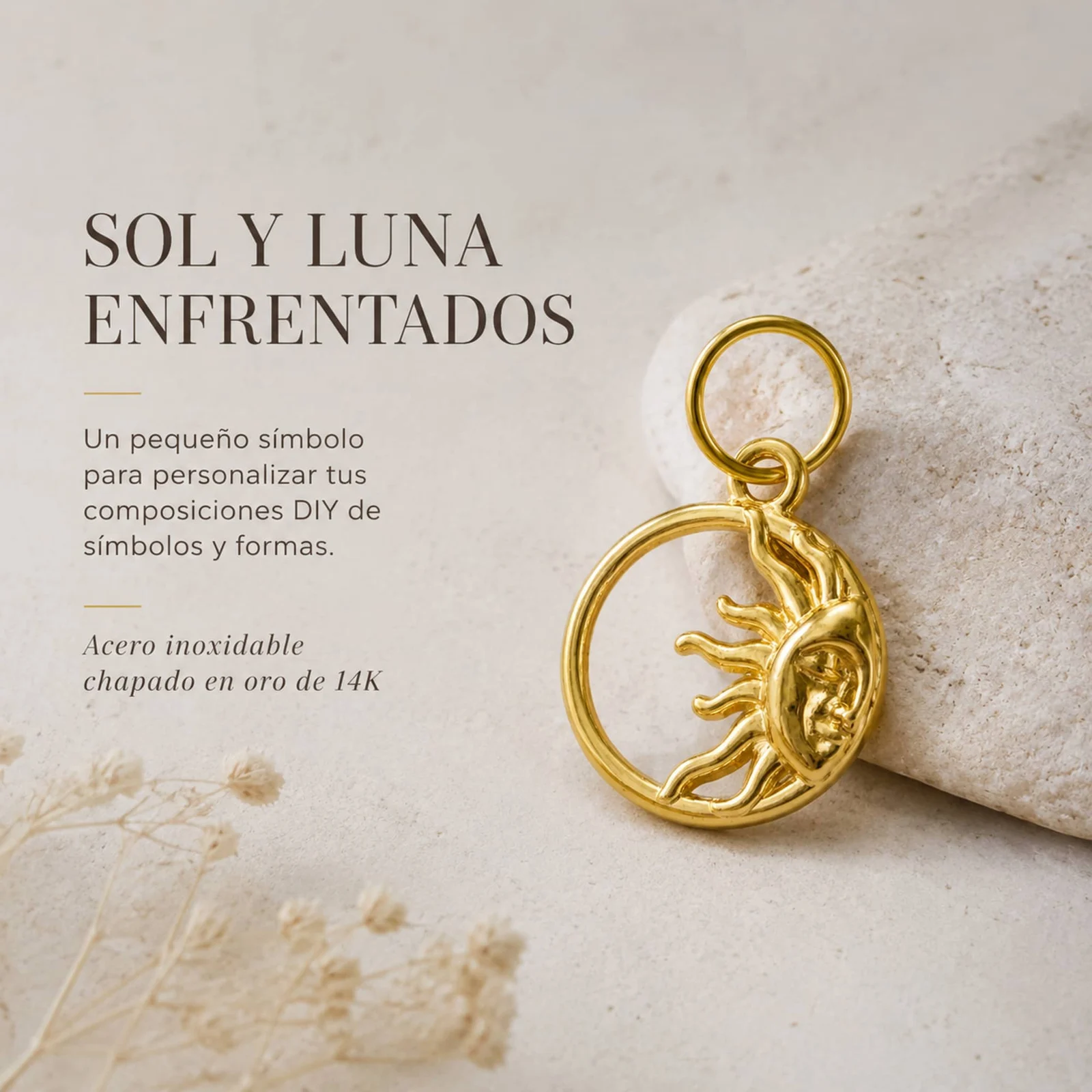 CHARM ACERO DORADO CHAPADO ORO 14 K