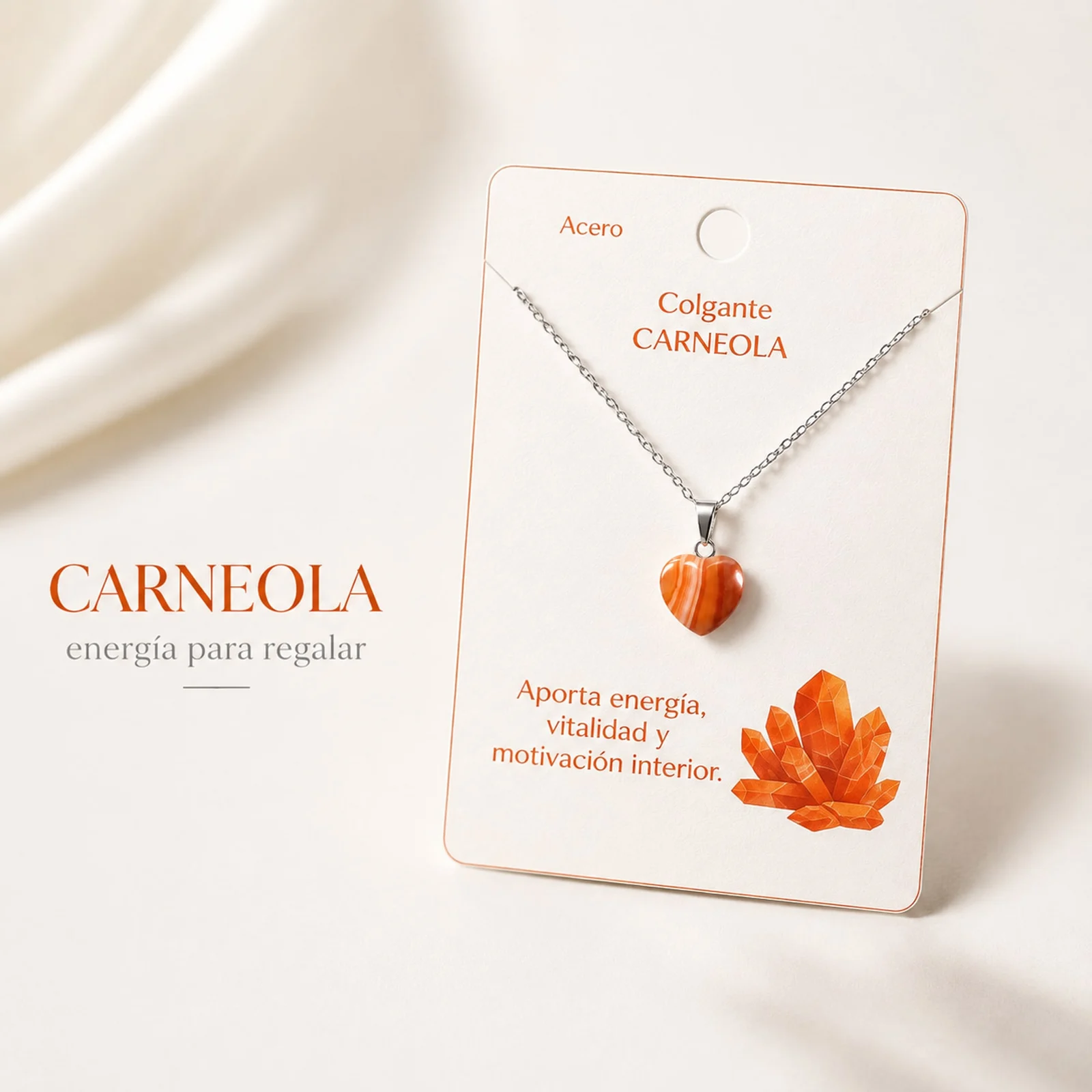 Colgante Piedra Carneola con cadena Acero Inoxidable