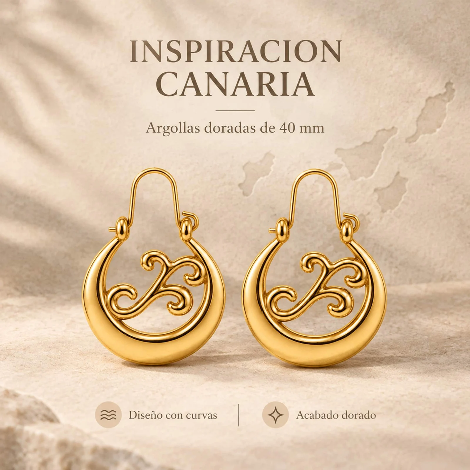 Argolla Canaria 40cm Color Dorado Material CCB