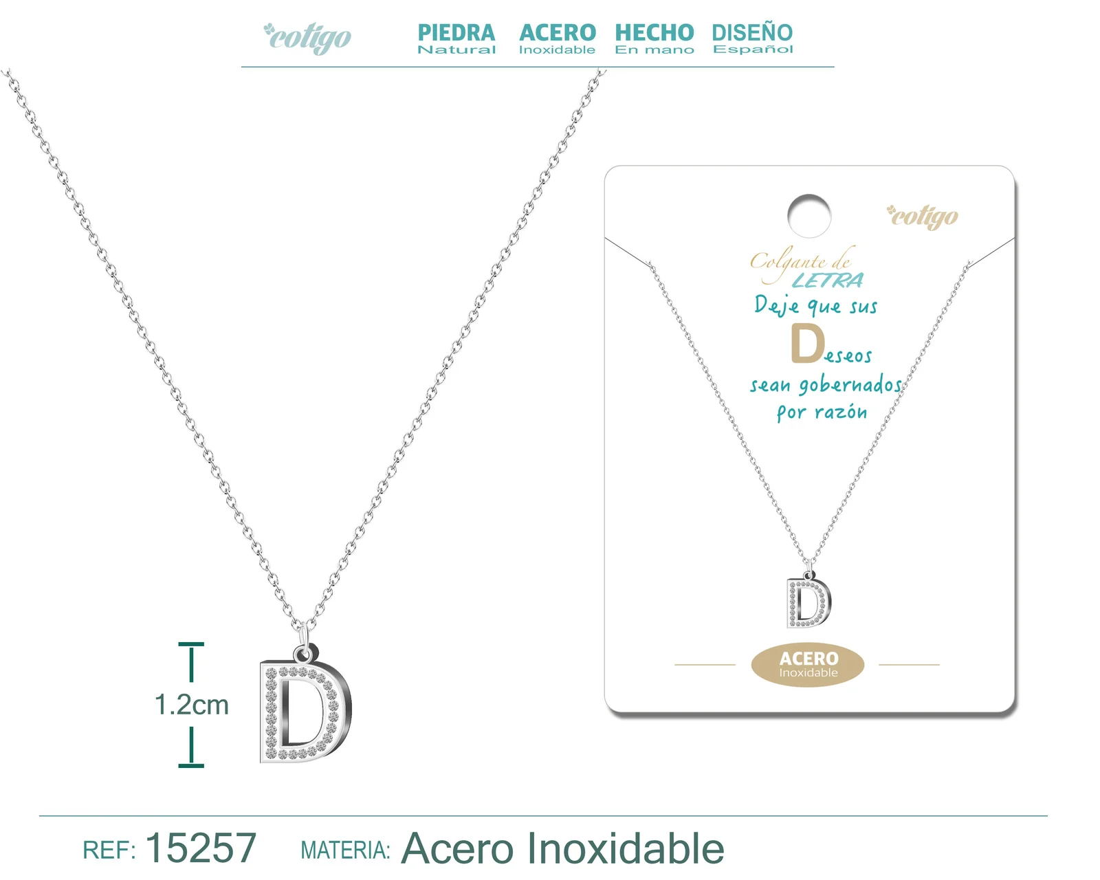 COLLAR LETRA D COLOR PLATEADO