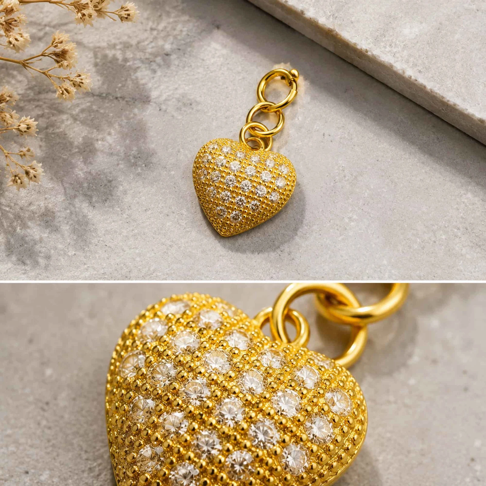 CHARM DE COBRE CHAPADO A ORO 14K CON CIRCONITA-CON CIERRE