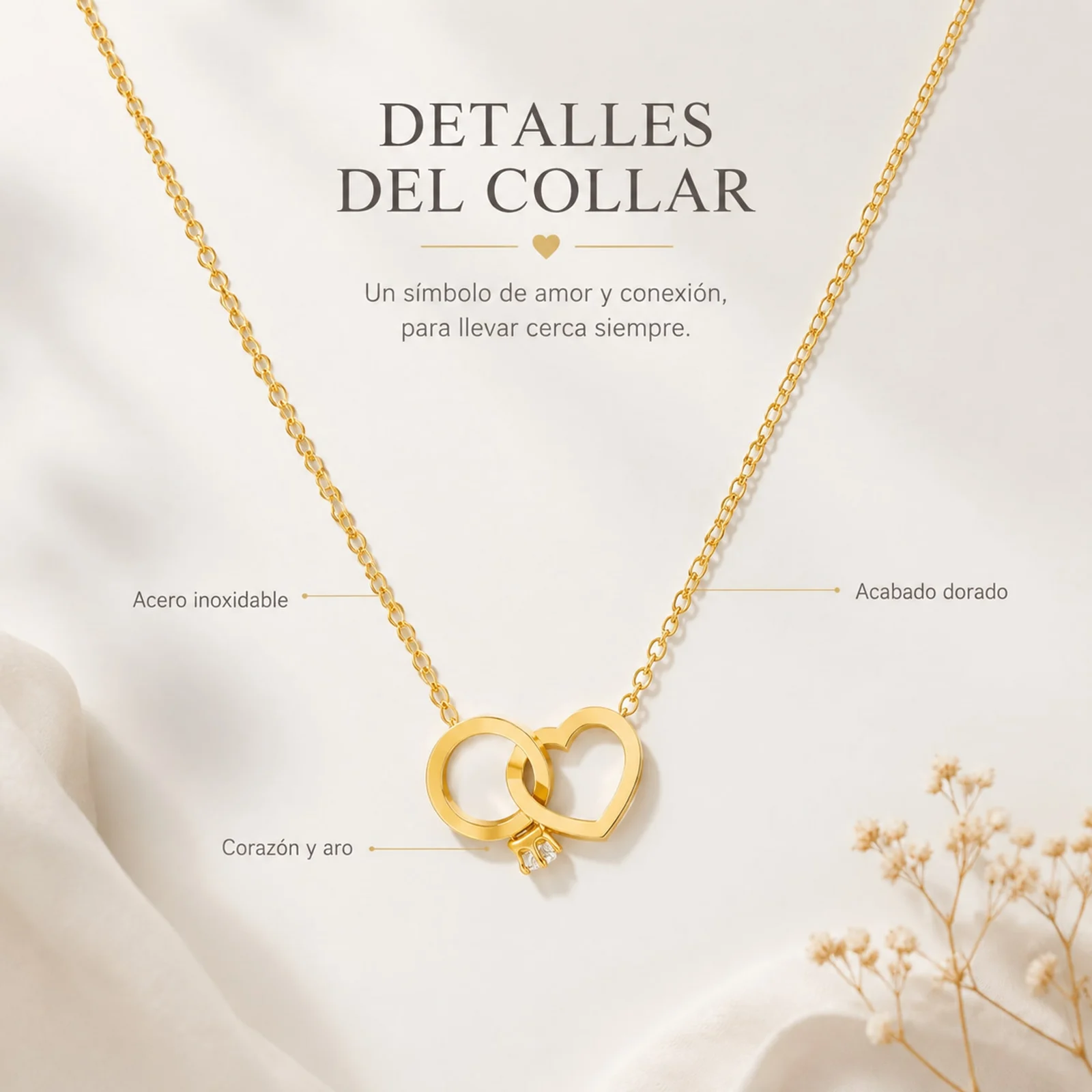 COLLAR ACERO INOXIDABLE CON SOBRE
