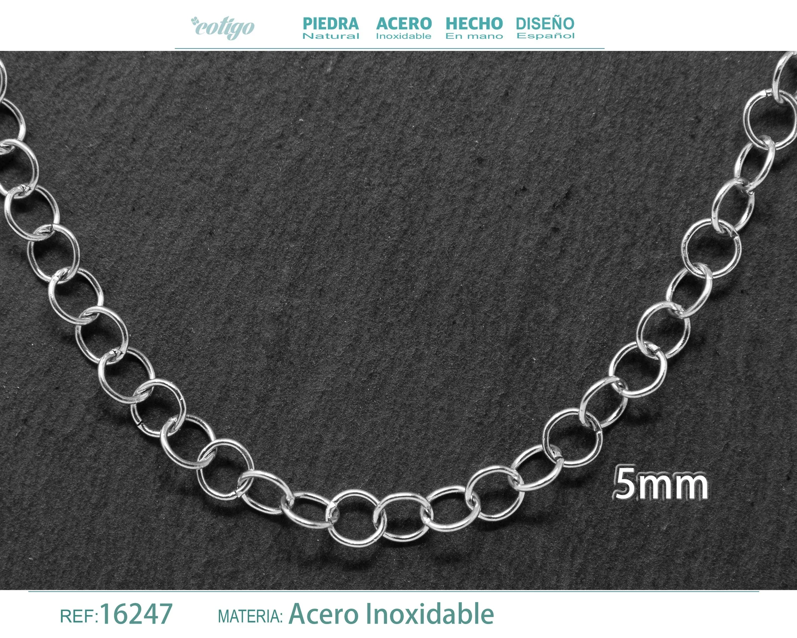 COLLAR DE CADENA ACERO PLATEADO