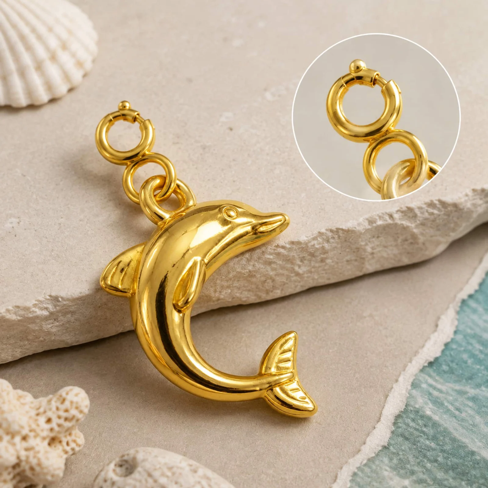 CHARM ACERO DORADO CHAPADO ORO 14 K-CON CIERRE