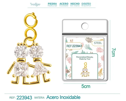 CHARM DE COBRE CHAPADO A ORO 14K CON CIRCONITA-CON CIERRE