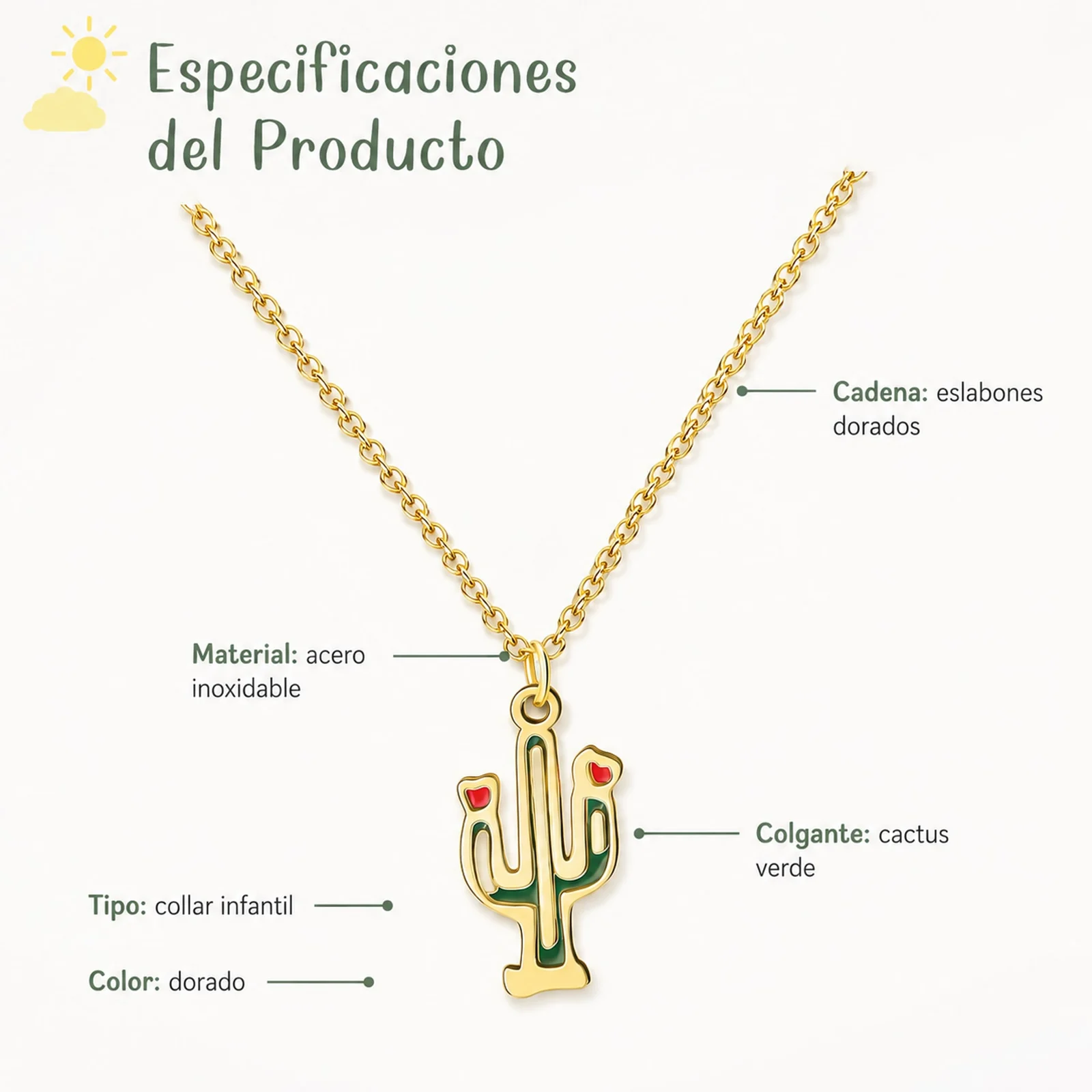 COLLAR NIÑA ACERO COLOR DORADO