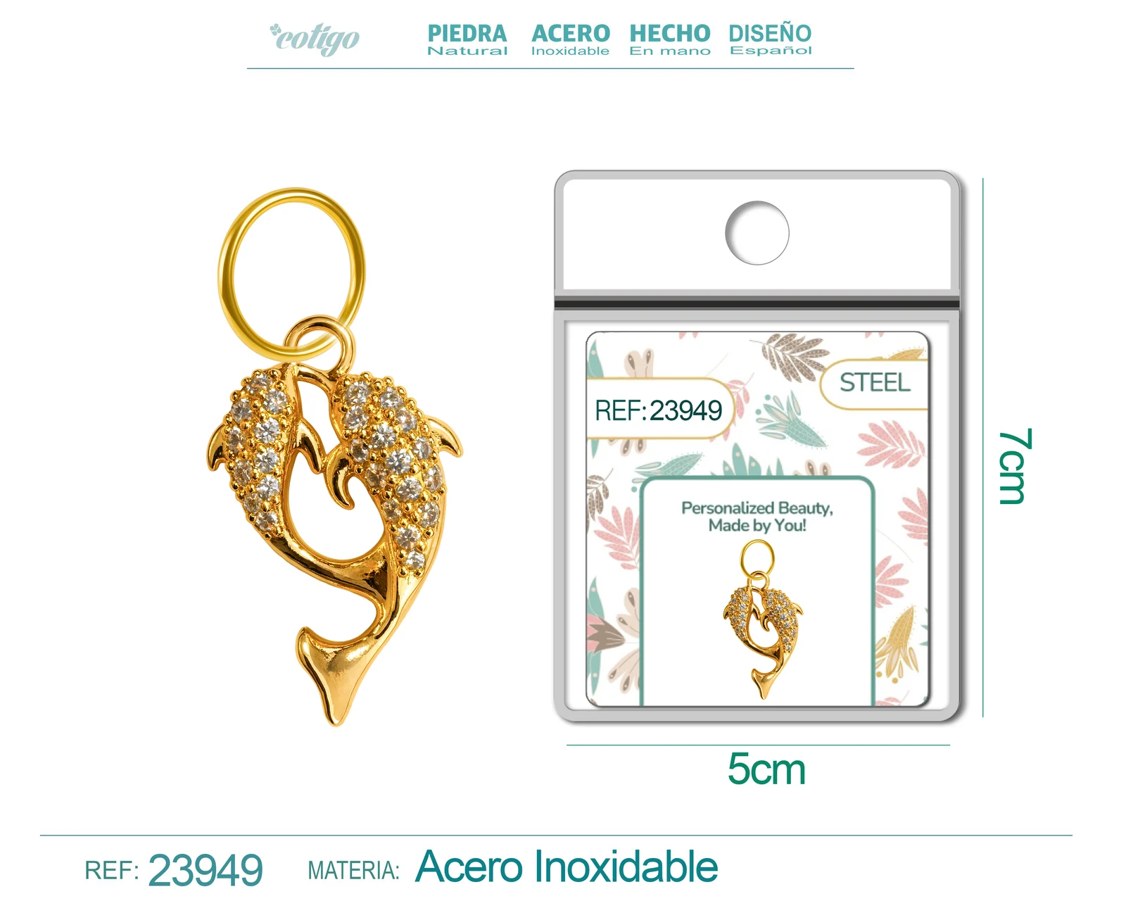 CHARM DE COBRE CHAPADO ORO 14K CON CIRCONITA