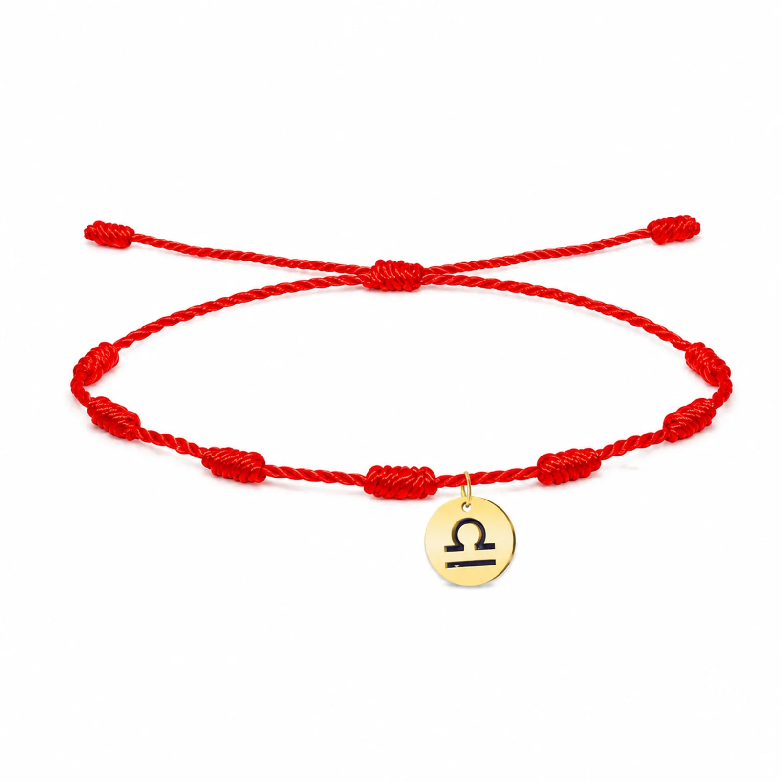PULSERA 7 NUDOS CON LIBRA ACERO. COLOR DORADO