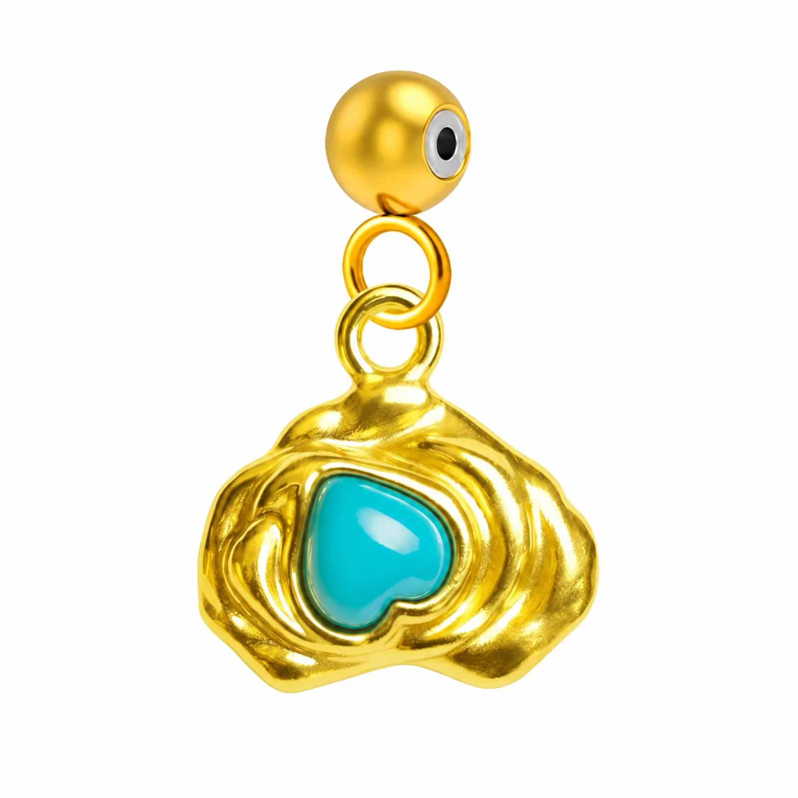 CHARM ACERO DORADO CHAPADO ORO 14 K-CON BOLA DE GOMA