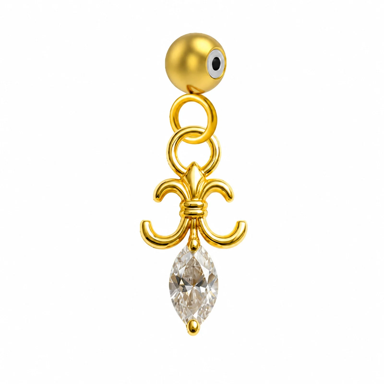 CHARM DE COBRE CHAPADO ORO 14K CON CIRCONITA-CON BOLA DE GOMA