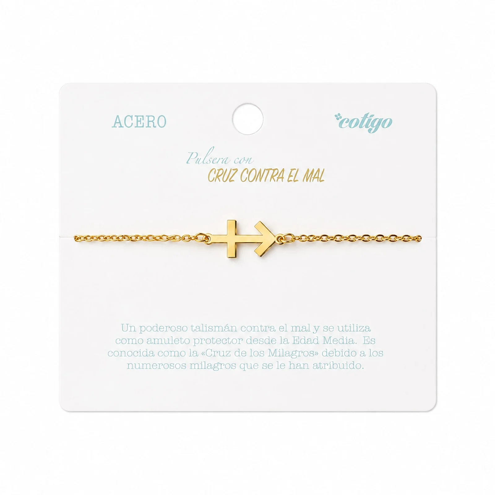 PULSERA CRUZ CONTRA EL MALACERO DORADO