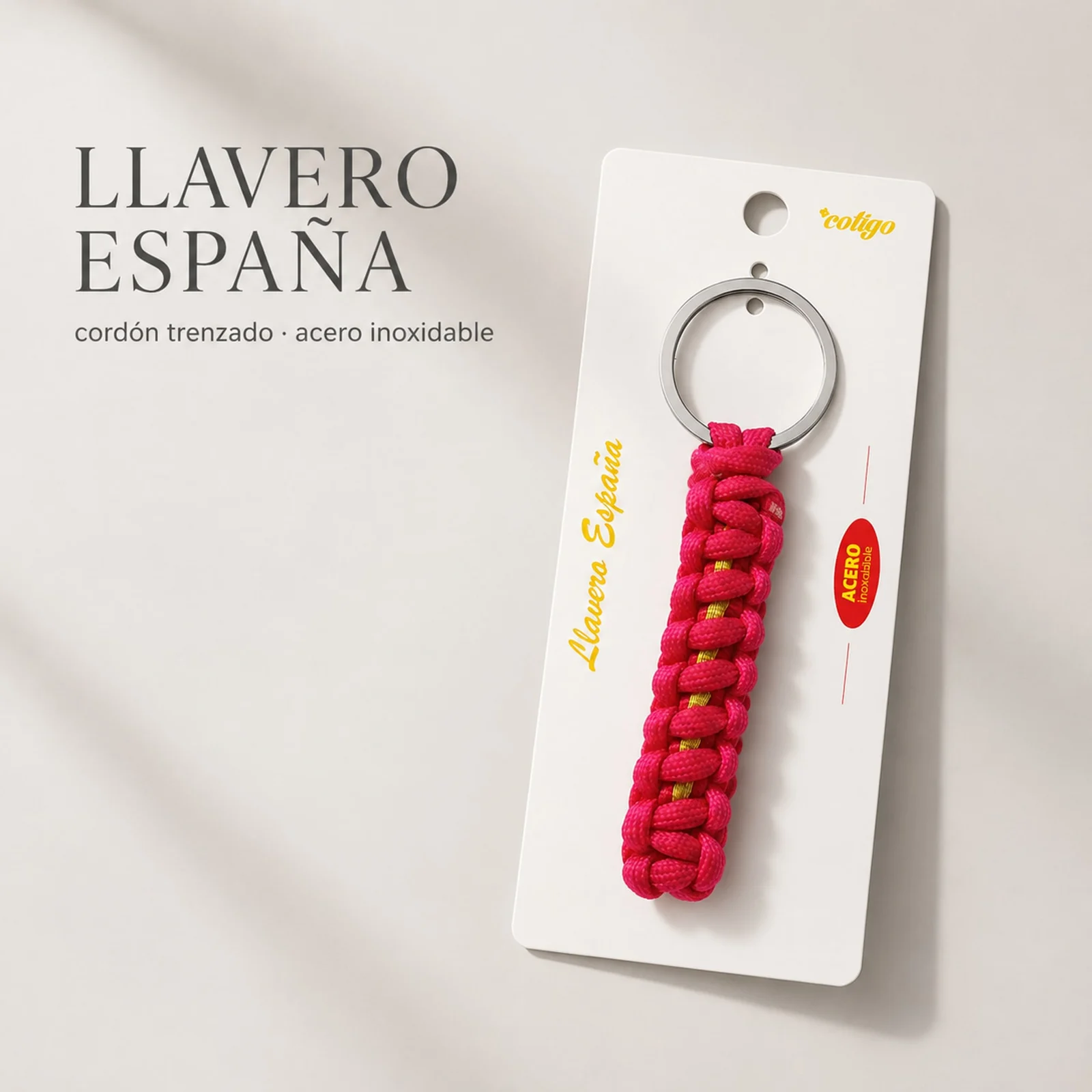 LLAVERO CUERDA CON ARO ACERO
