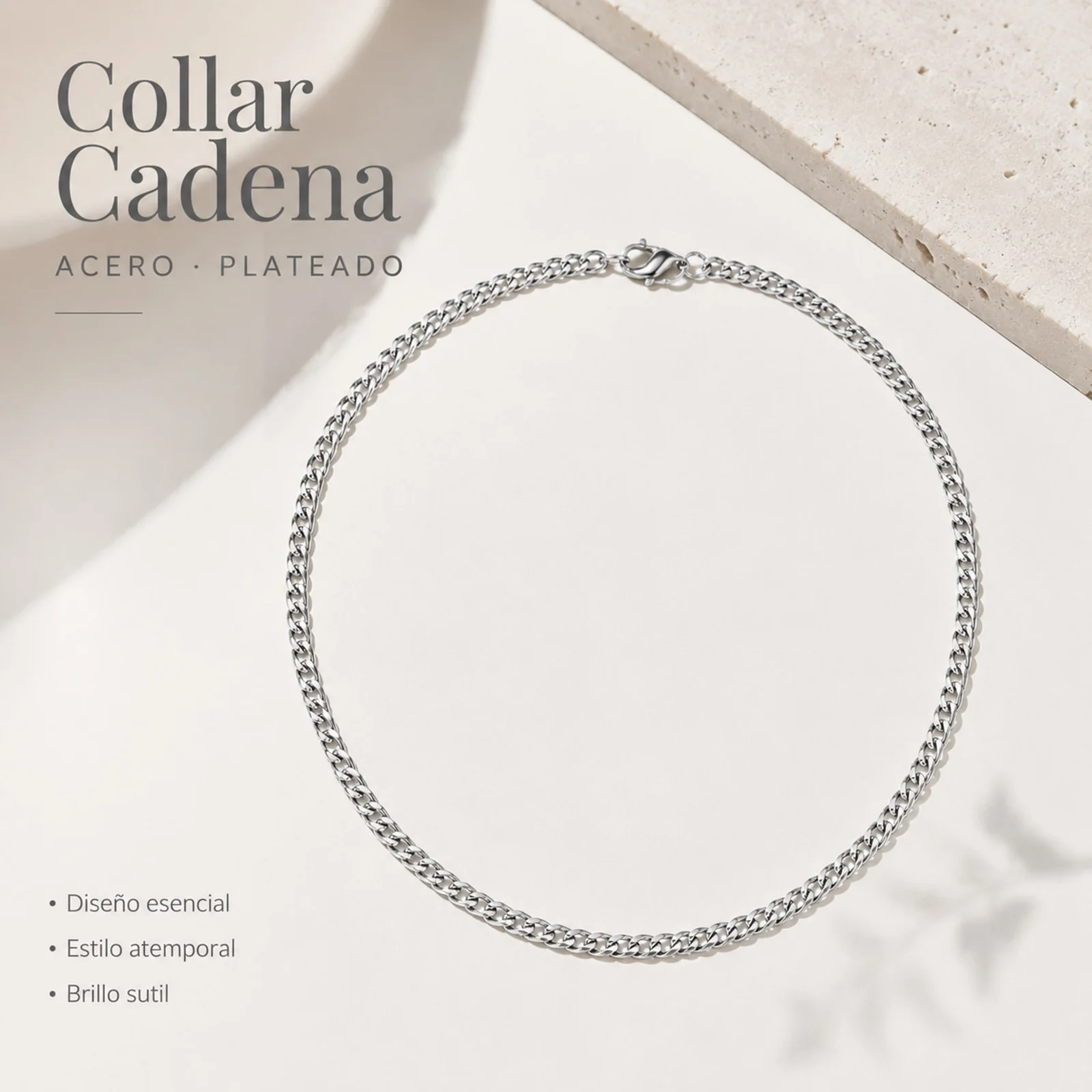 COLLAR DE CADENA ACERO PLATEADO