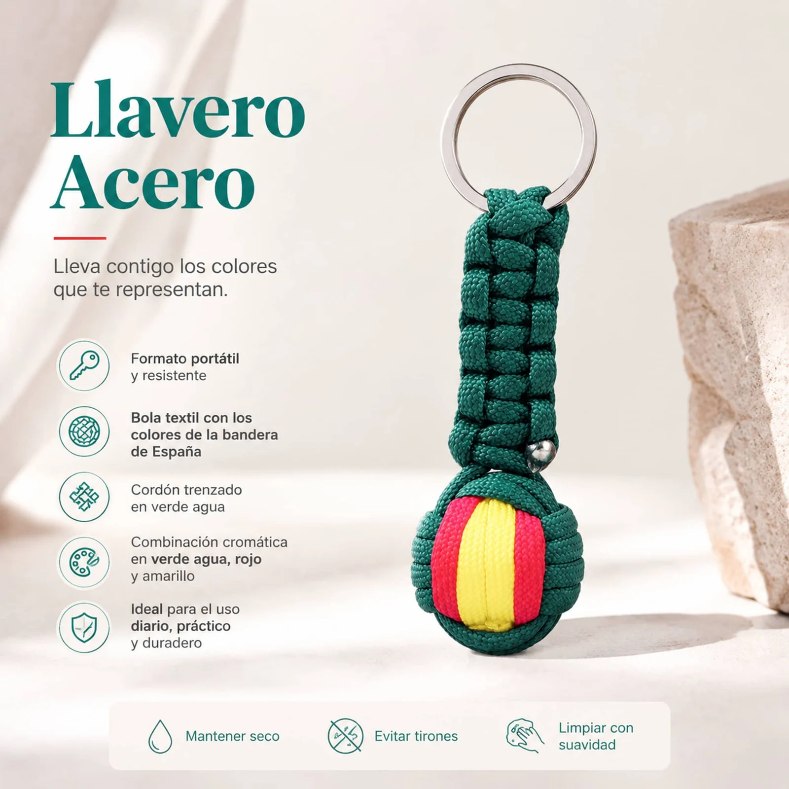 LLAVERO BOLA DE CUERDA CON ARO ACERO