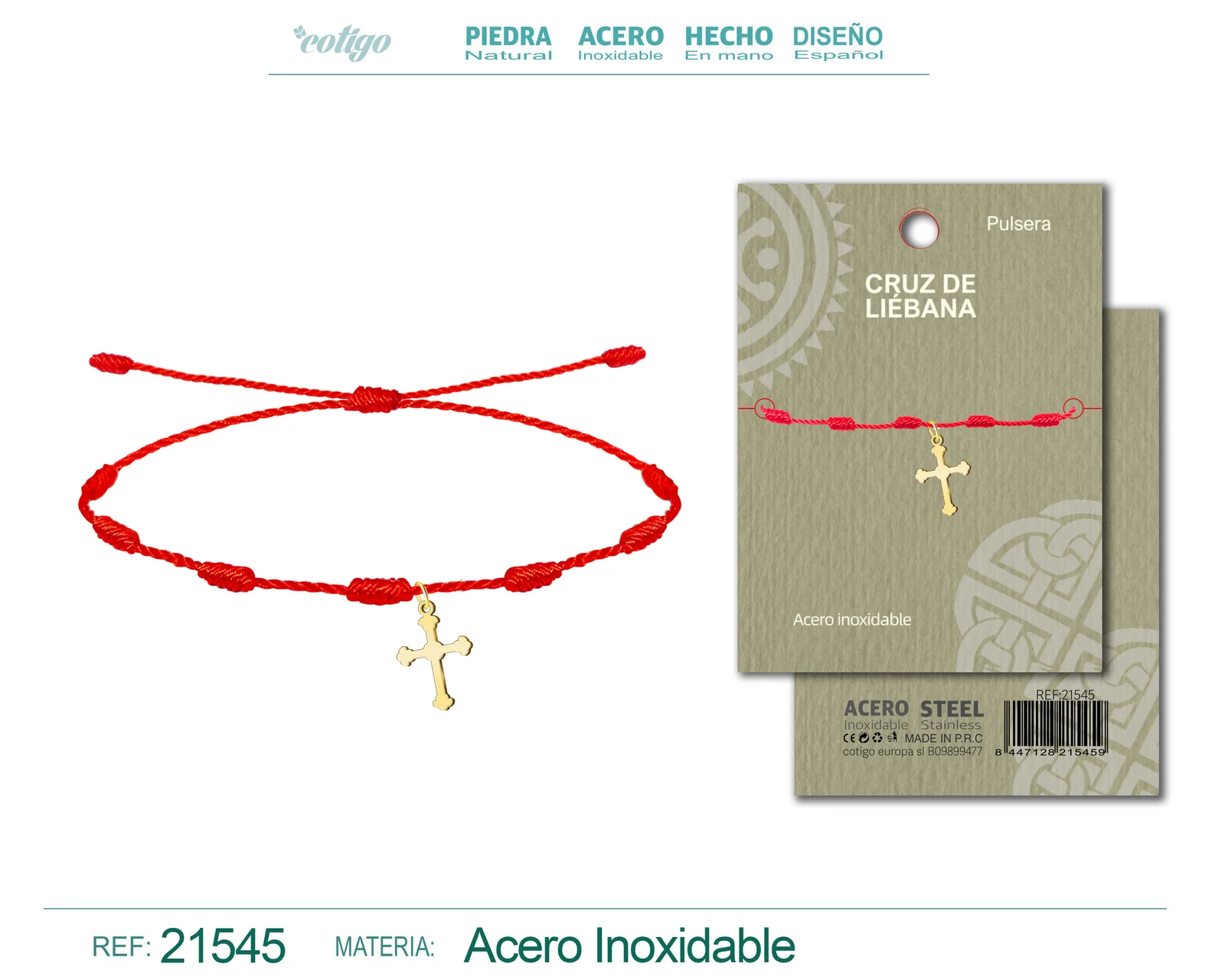 PULSERA 7 NUDOS CON COLGANTE CRUZ DE LIBEANA