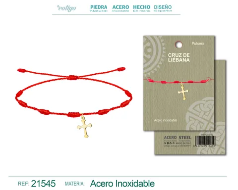 PULSERA 7 NUDOS CON COLGANTE CRUZ DE LIBEANA