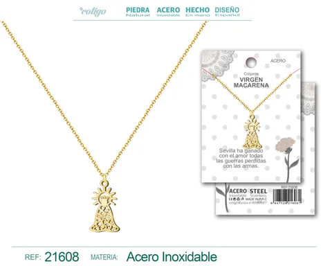 COLGANTE VIRGEN MACARENA ACERO DORADO