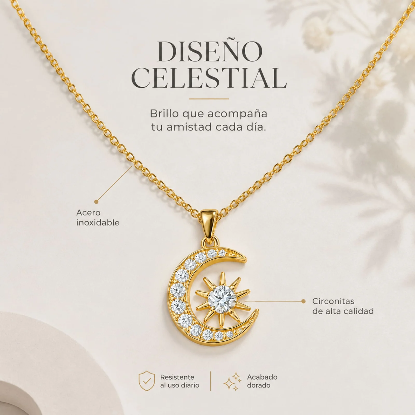 COLLAR ACERO CON CIRCONITA PARA REGALAR A  AMIGA