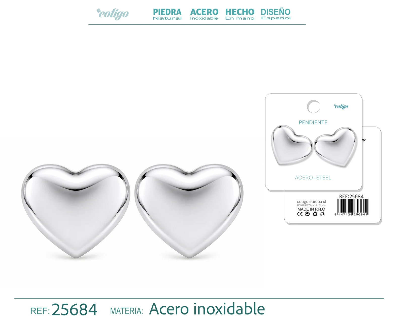 Pendiente Acero Inoxidable color Plateado
