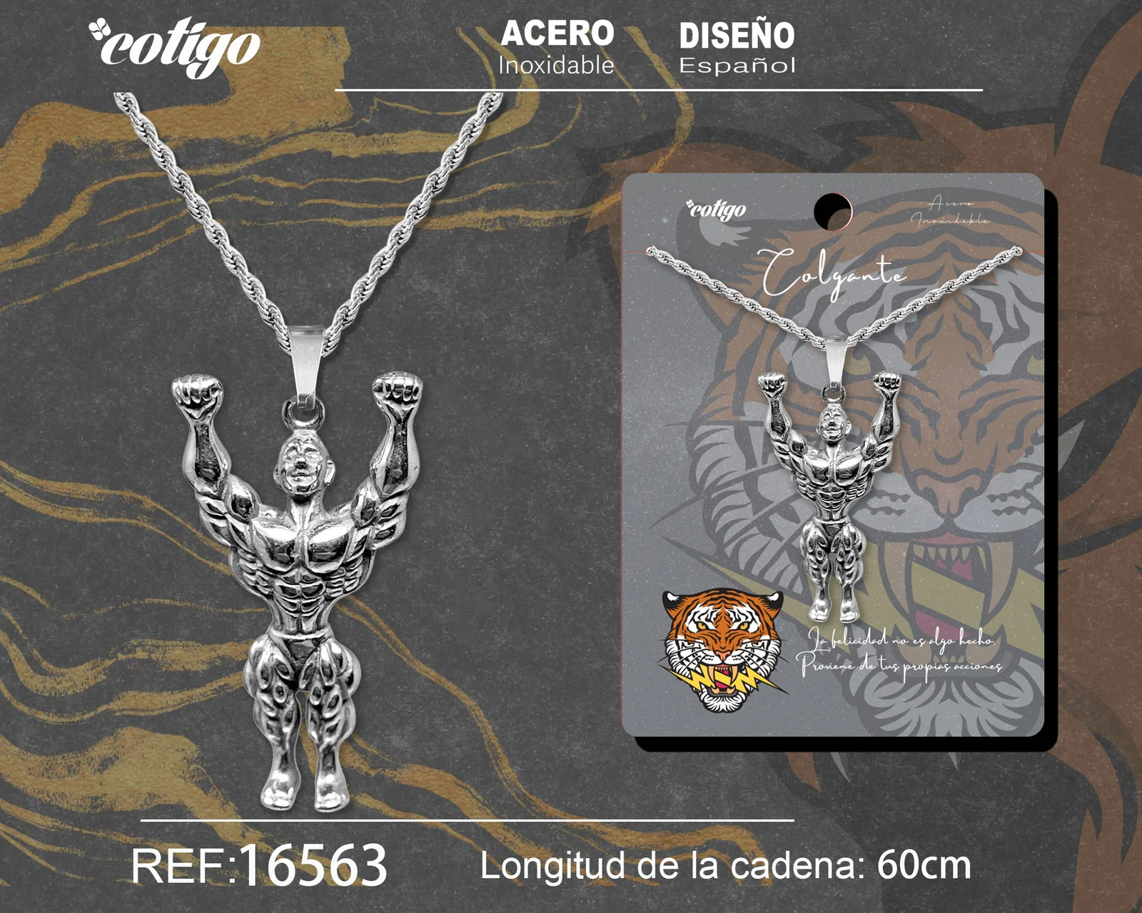 COLGANE HOMBRE ACERO COLOR PLATEADO