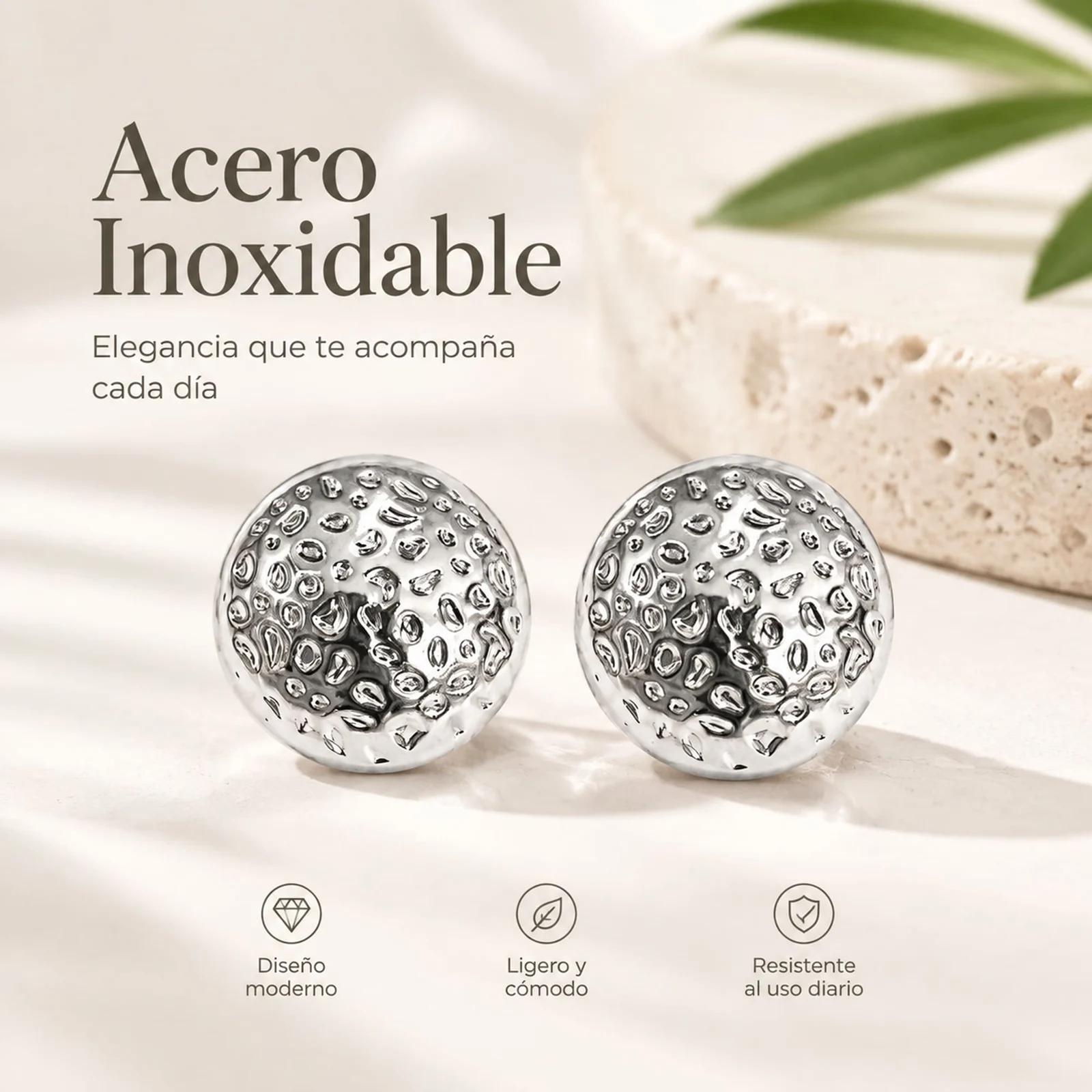 Pendiente Acero Inoxidable color Plateado