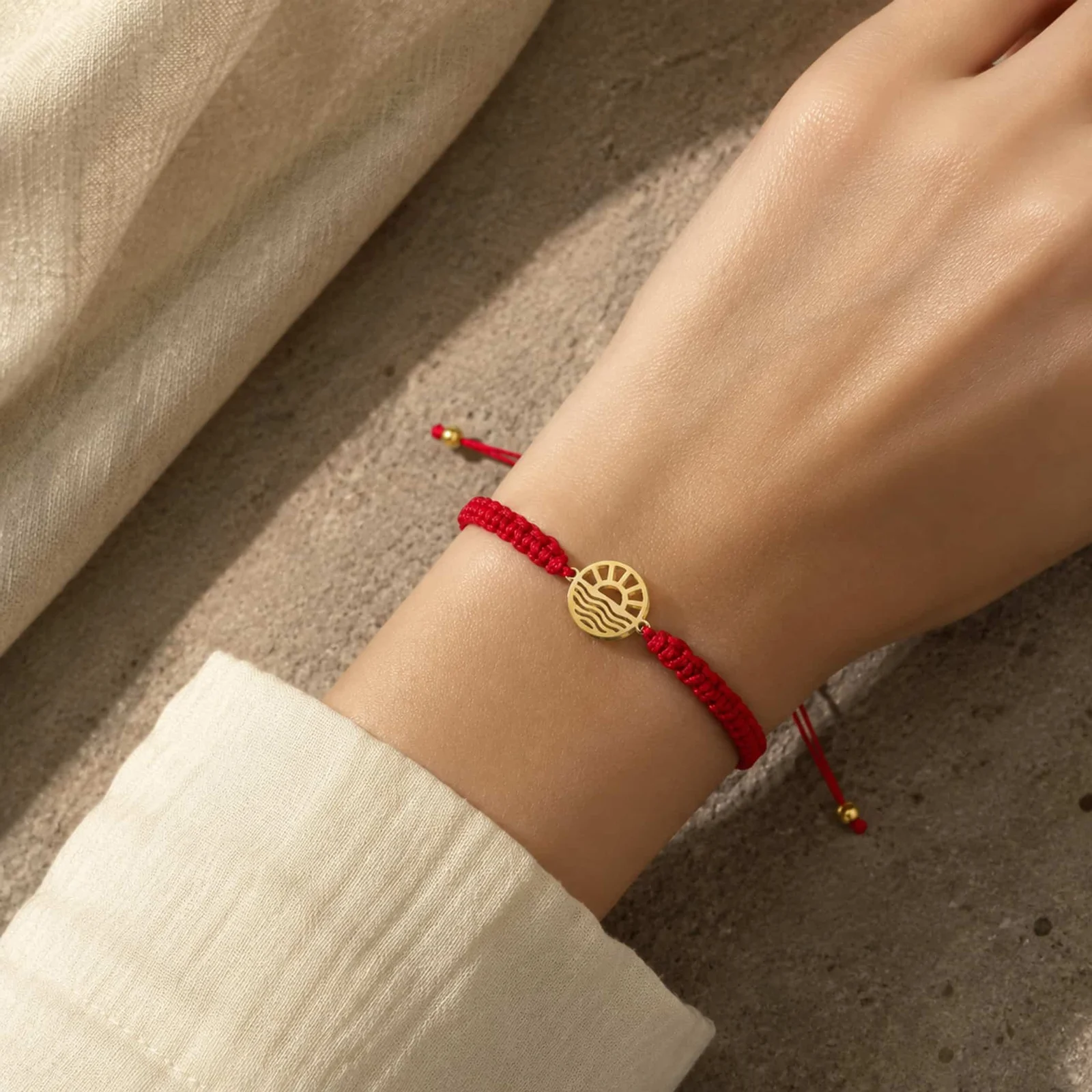 PULSERA HILO DESTINO  CON AMANECER ACERO DORADO