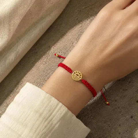 PULSERA HILO DESTINO  CON AMANECER ACERO DORADO