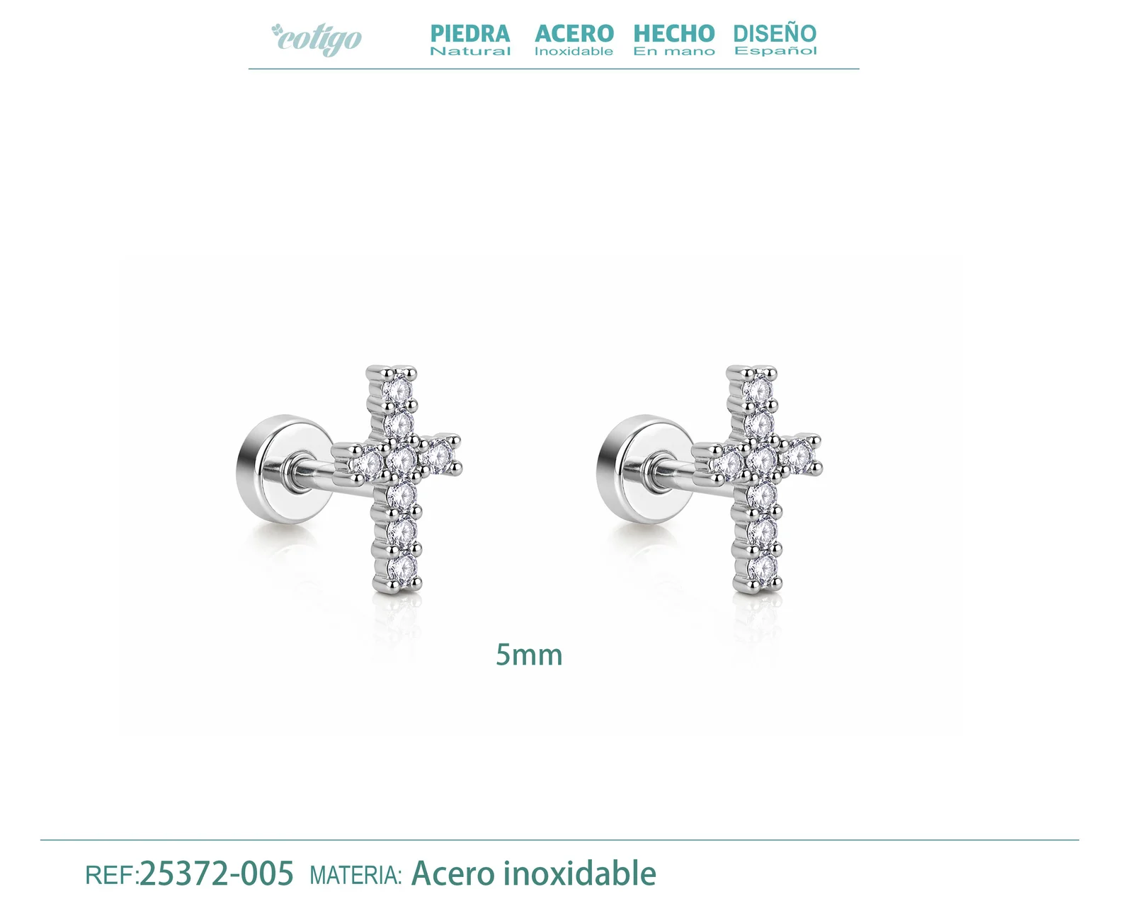 Pendiente-Piercing Bañado Oro 18K y con Circonita
