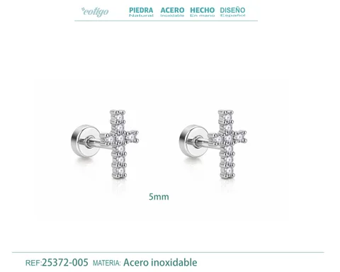 Pendiente-Piercing Bañado Oro 18K y con Circonita
