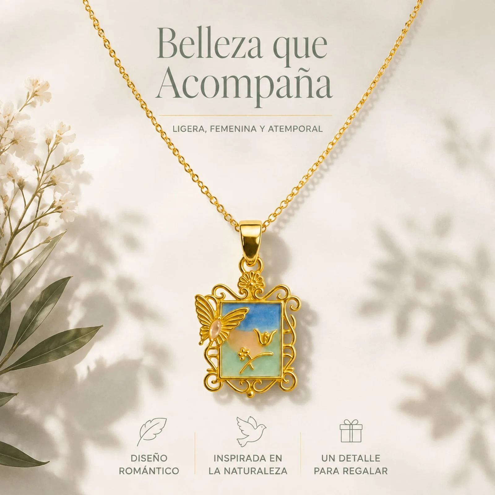 COLGANTE CHAPADO ORO 14K CON CIRCONITA