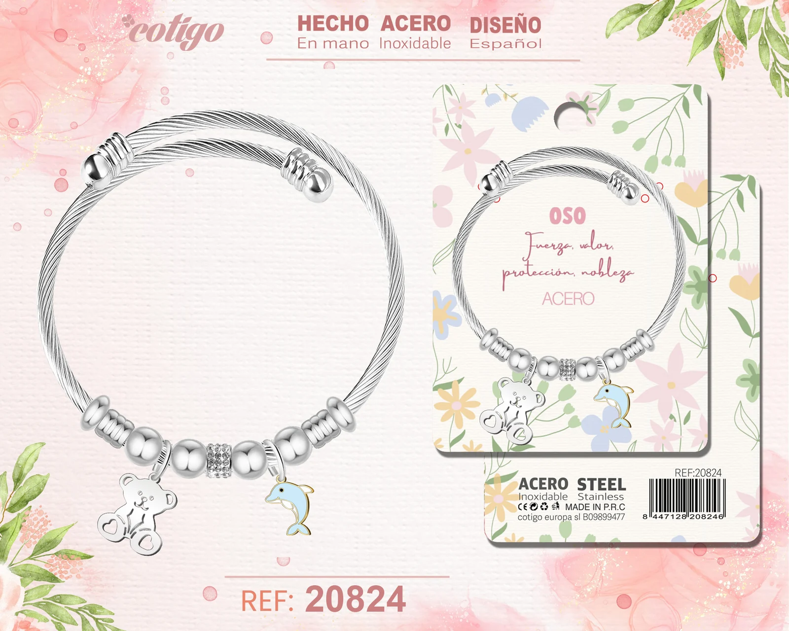 BRAZALETE ACERO CON: OSO