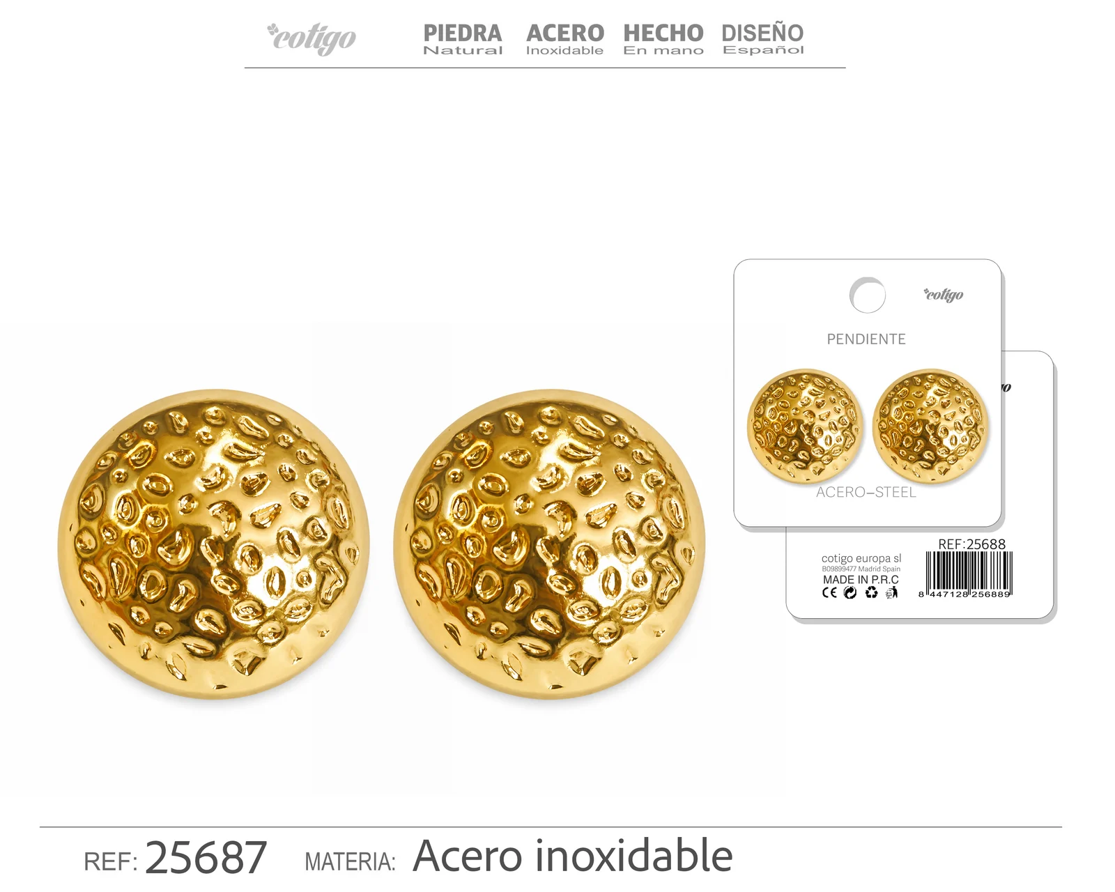 Pendiente Acero Inoxidable color Dorado