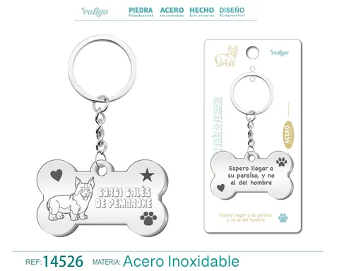 LLAVERO ACERO DE PERRO CORGI GALÉS DE PEMBROKE