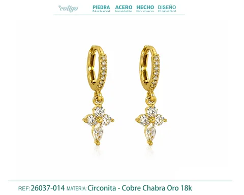 Brinco de argola com pendente de zircónia cúbica prateada