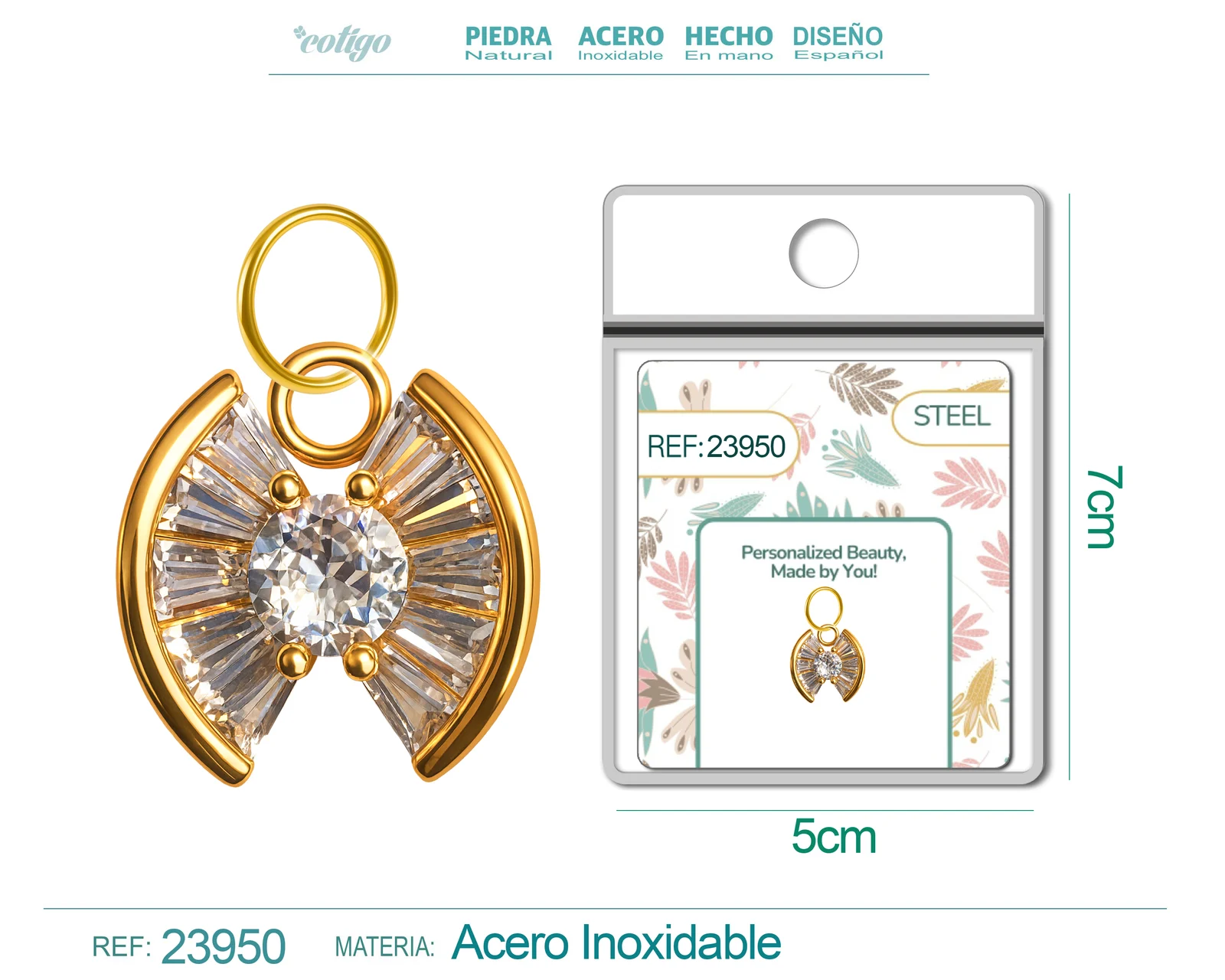 CHARM DE COBRE CHAPADO ORO 14K CON CIRCONITA