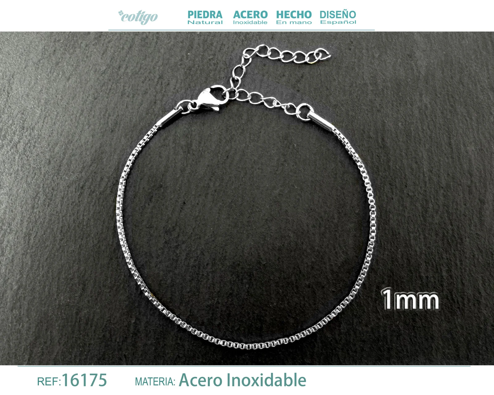 PULSERA DE CADENA ACERO PLATEADO