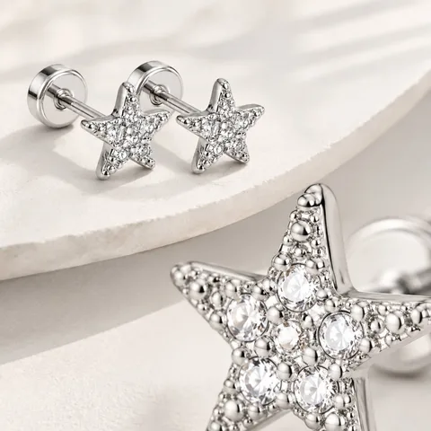 Pendiente-Piercing Bañado Oro 18K y con Circonita