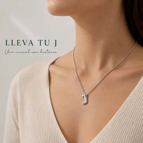 COLLAR INICIAL LETRA J ACERO CON SOBRE
