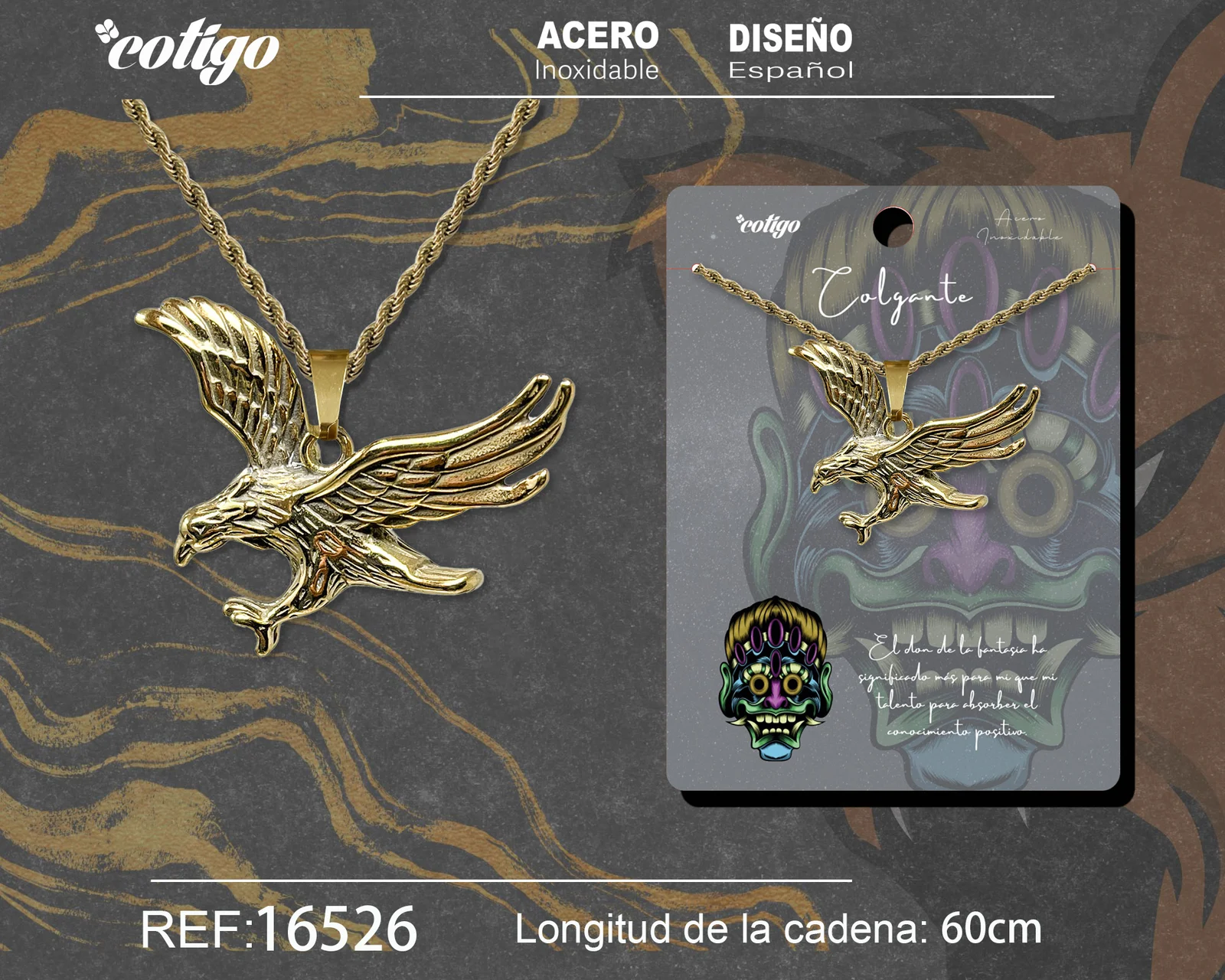 COLGANE HOMBRE ACERO COLOR DORADO