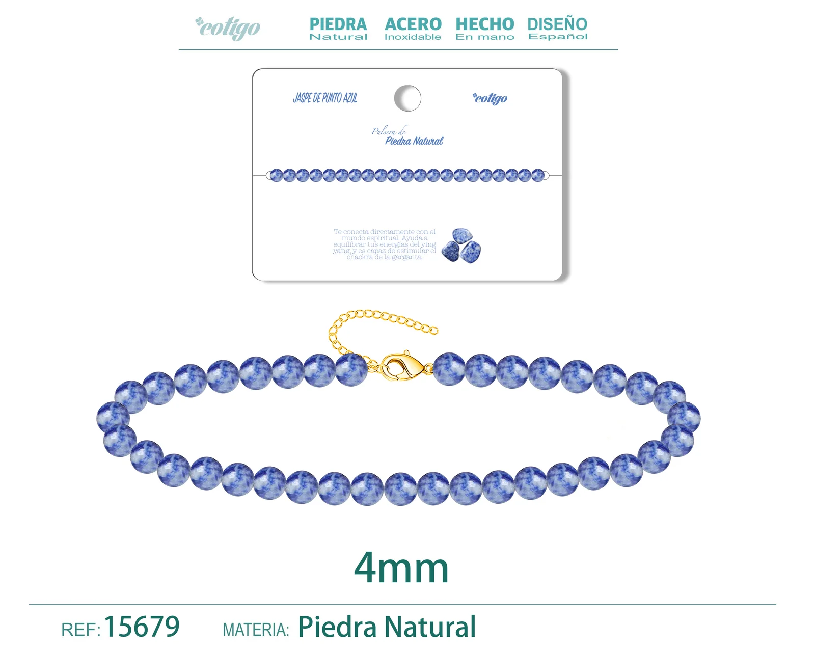 PULSERA JASPE DE PUNTO AZUL 4MM