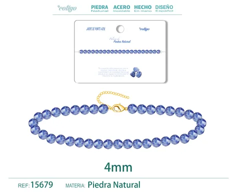 PULSERA JASPE DE PUNTO AZUL 4MM