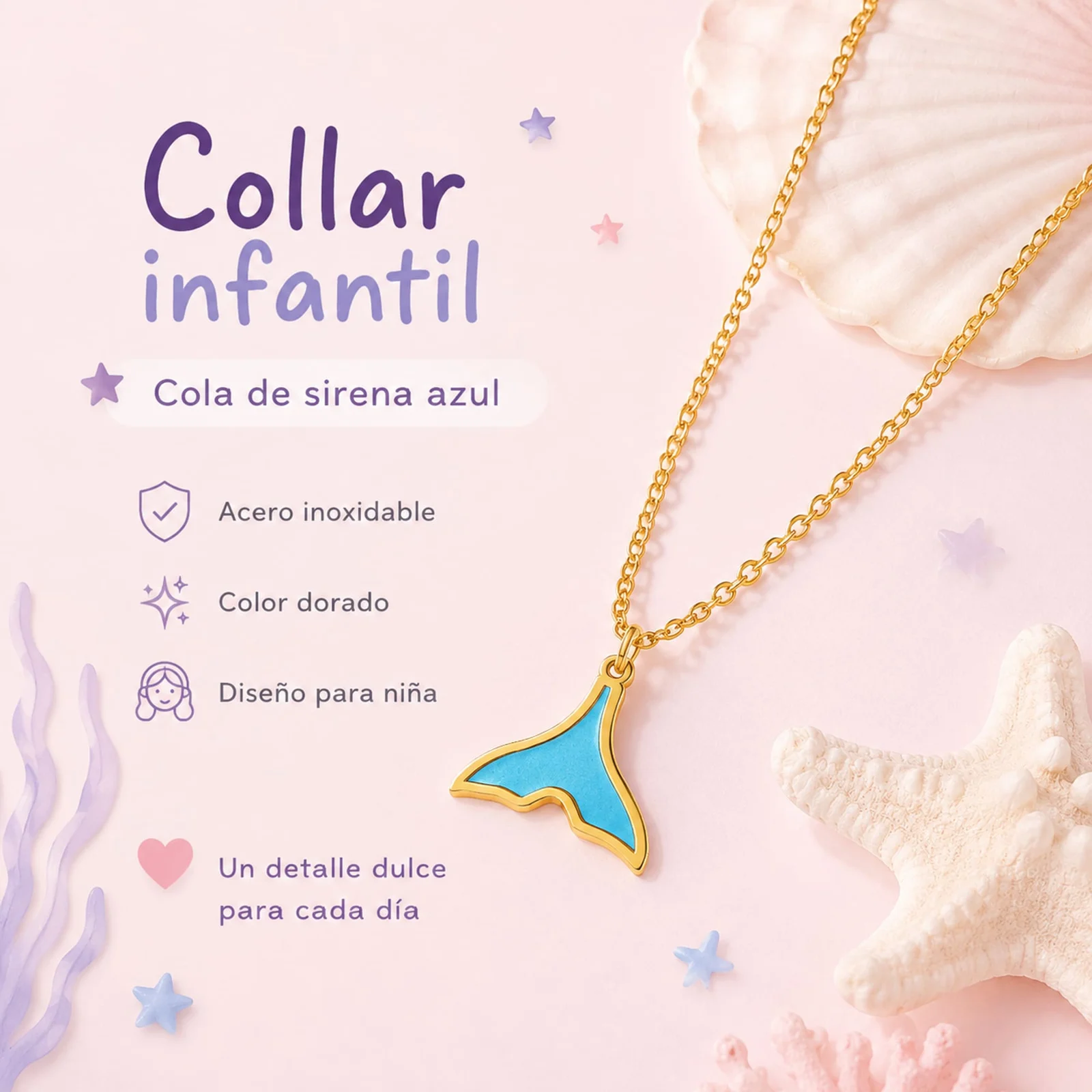 COLLAR NIÑA ACERO COLOR DORADO